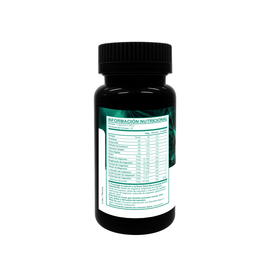 Hep7a Magnesio (Malato, Bisglicinato, Taurato, Citrato, L-Treonato, Acetil Taurato, Carbonato) – 60 Cápsulas (1 mes) – FNL