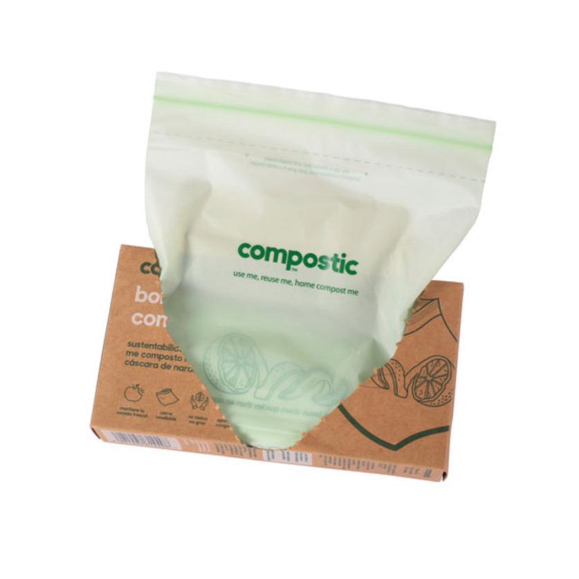 Bolsas Reutilizables Compostables con Cierre (Tamaño Sándwich) – 15 Unidades – Compostic