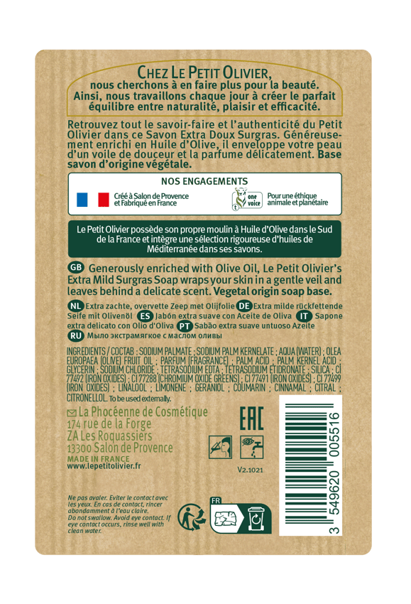 Jabón Sólido Grande Extra Suave Aceite de Oliva 250gr - Le Petit Olivier