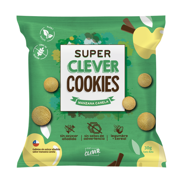 Super Clever Cookies Mini Manzana Canela 30g - Eat Clever