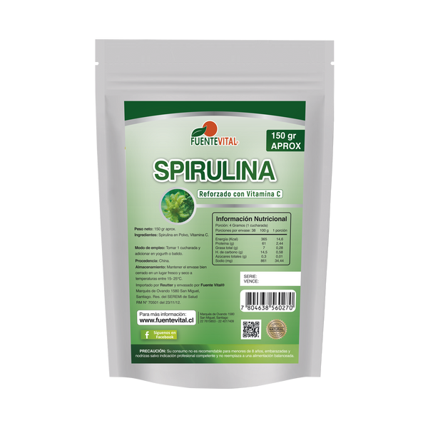 Spirulina en Polvo con Vitamina C 150gr - Fuente Vital