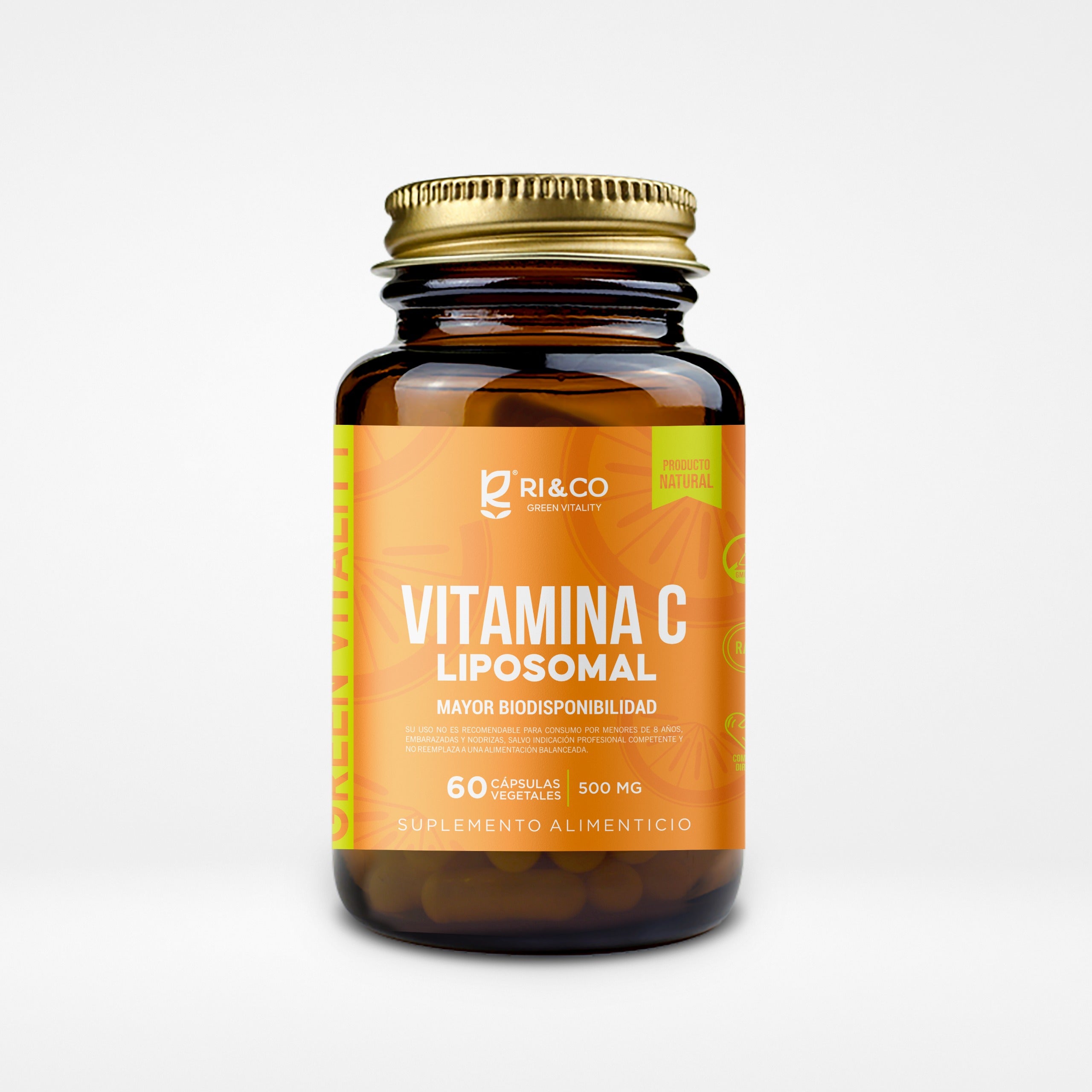 Vitamina C Liposomal 500mg – Alta Absorción | 60 Cápsulas Vegetales (1 Mes) – RI&CO