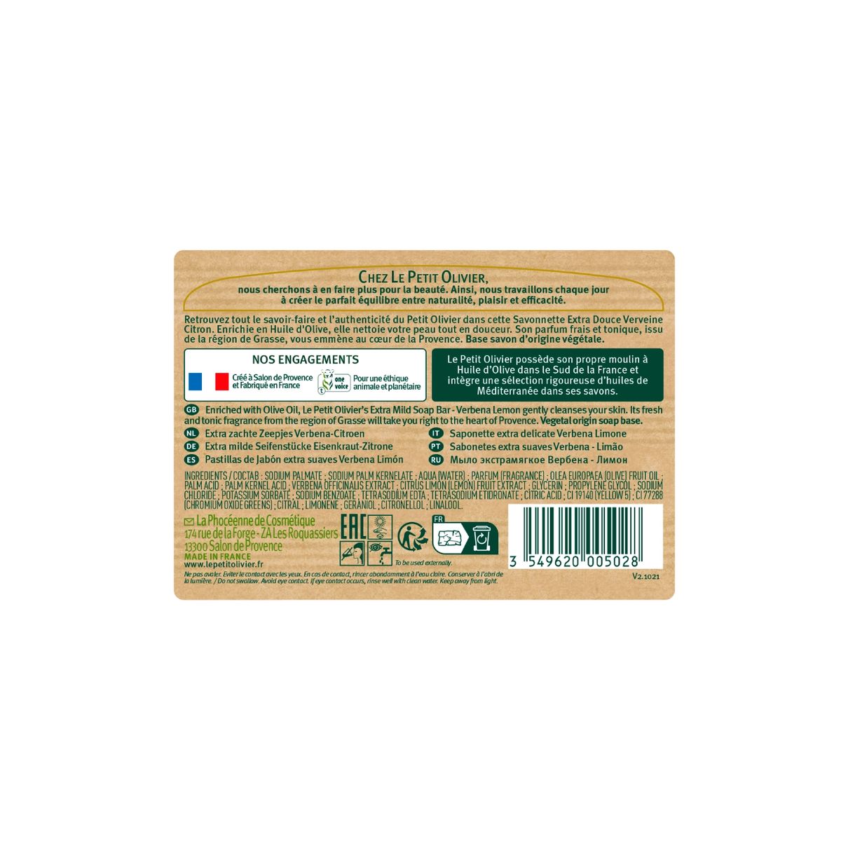 2 Jabones Sólidos Extra Suave Verbena Limón 2x100gr - Le Petit Olivier