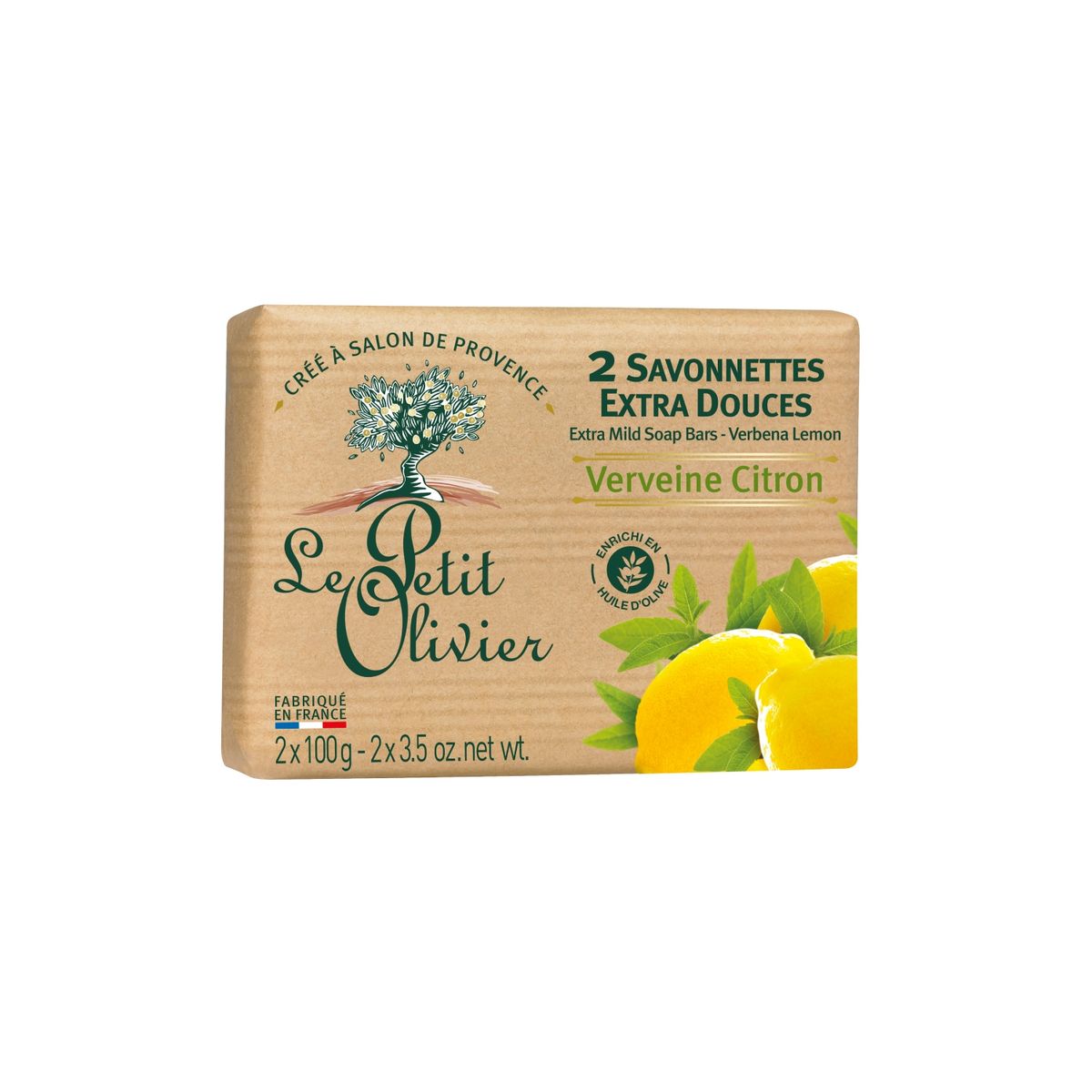 2 Jabones Sólidos Extra Suave Verbena Limón 2x100gr - Le Petit Olivier