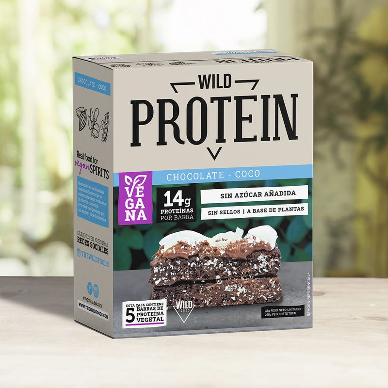 Barritas de Cereal Veganas Chocolate Coco 5 unidades Wild Protein - Wild Foods
