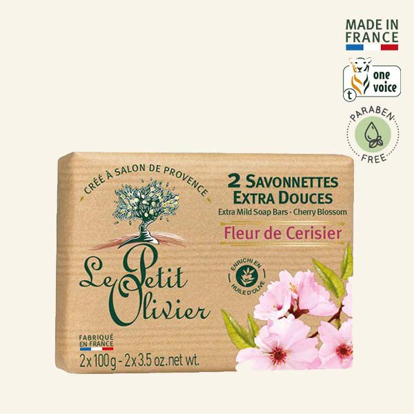 2 Jabones Sólidos Extra Suave Flor de Cerezo 2x100gr - Le Petit Olivier