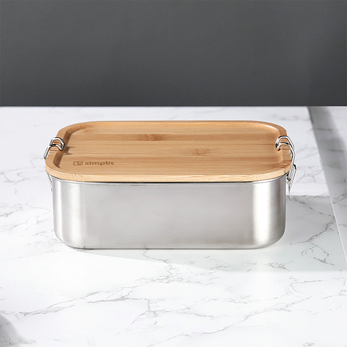 Tupper de Acero Inoxidable Tapa Madera 800 ml - Simplit