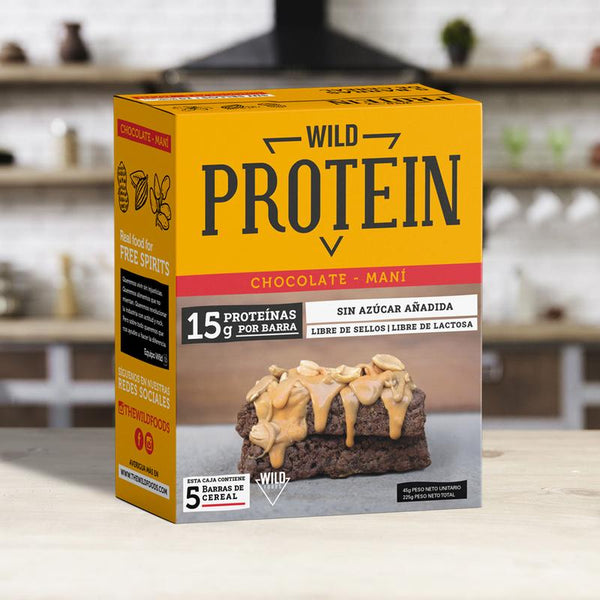 Barritas de Cereal Chocolate Maní 5 unidades Wild Protein - Wild Foods - Snacks - Mercado Silvestre