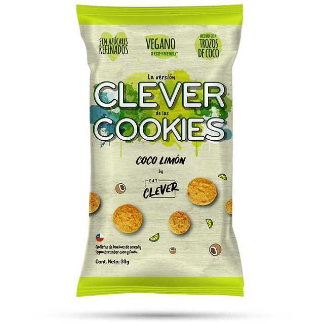 Galletas Coco Limón 30gr - Eat Clever - Snacks - Mercado Silvestre