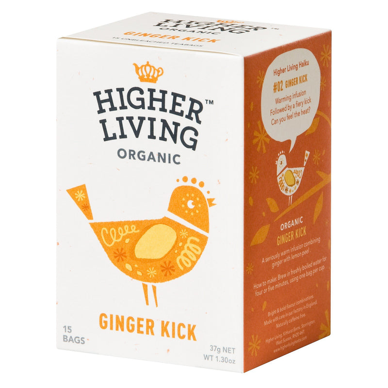 Infusión Ginger Kick Jengibre Orgánico 15 bolsitas - Higher Living - Infusiones - Mercado Silvestre