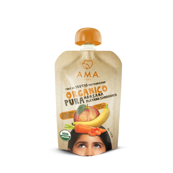 Puré Manzana Plátano Zanahoria 90gr - Snacks - Mercado Silvestre