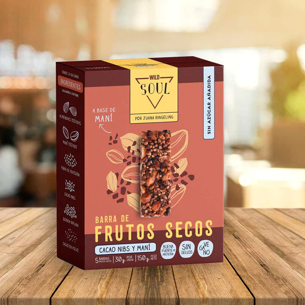 Barritas de Cereal Veganas Frutos Secos Cacao 5 unidades Soul Bar - Wild Foods