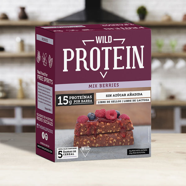 Barritas de Cereal Mix Berries 5 unidades Wild Protein - Wild Foods
